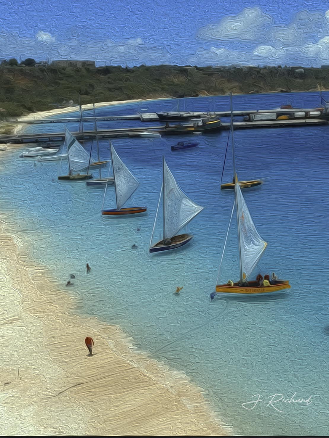 BOATS IN ROAD | Oil-Styled Effect - Image 7