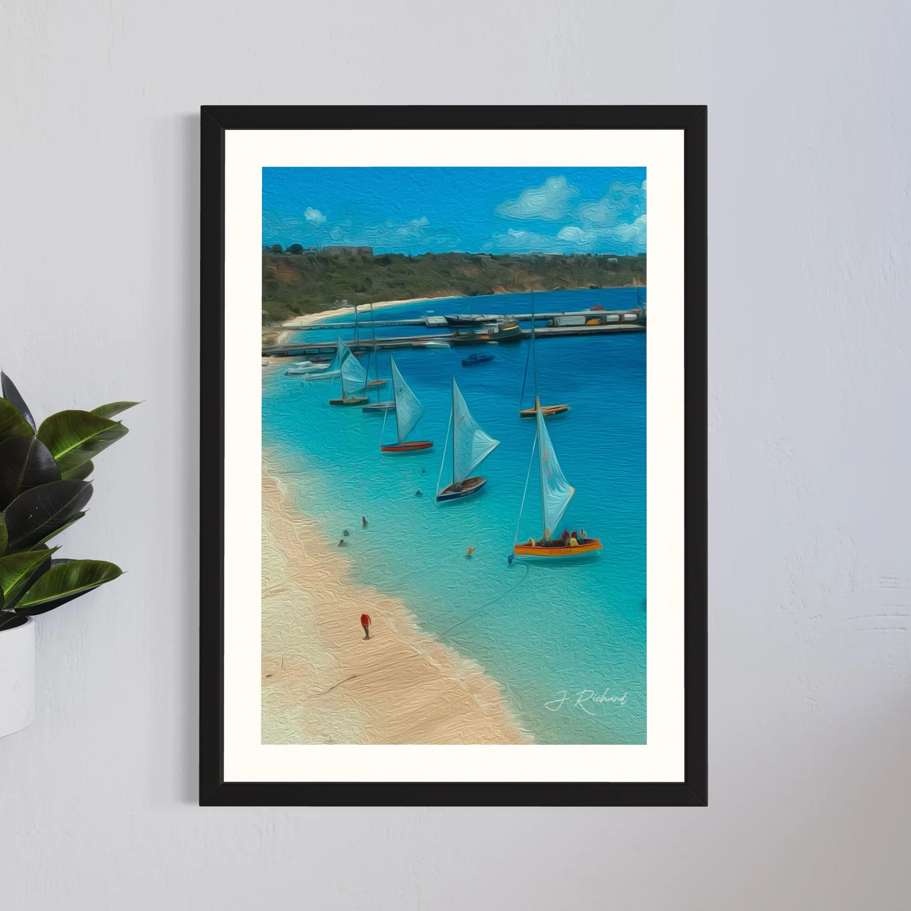 BOATS IN ROAD | Oil-Styled Effect - Image 5