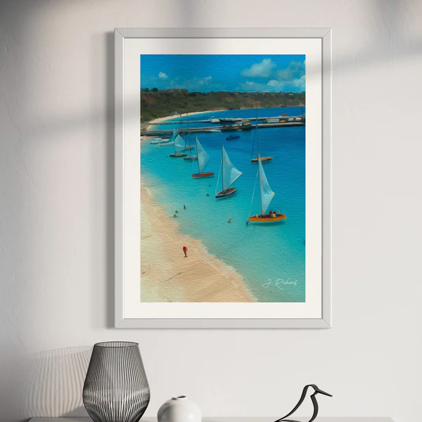 BOATS IN ROAD | Oil-Styled Effect