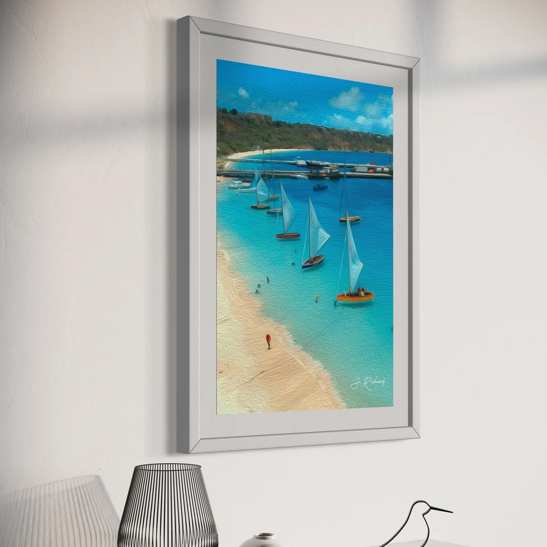 BOATS IN ROAD | Oil-Styled Effect - Image 4